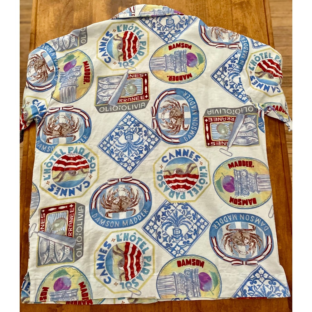 NWT Damson Madder Chlo Holiday Print Shirt US 10 Organic Cotton Linen Resort Top - Picture 8 of 15